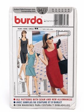 Burda 3477 Fitted Dress Sewing Pattern Sizes 10 20 Uncut 2002
